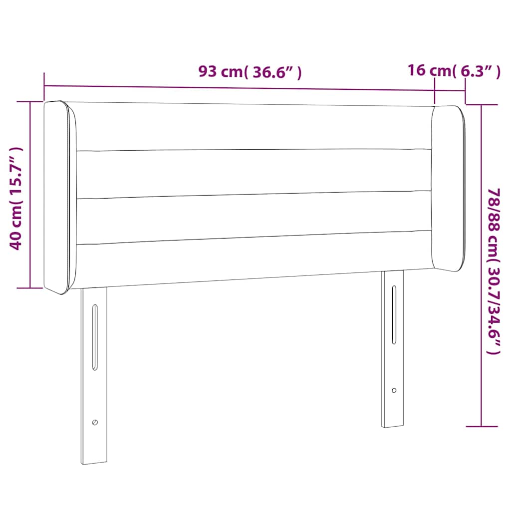 vidaXL Κεφαλάρι Κρεβατιού LED Σκούρο Καφέ 93x16x78/88 εκ. Υφασμάτινο