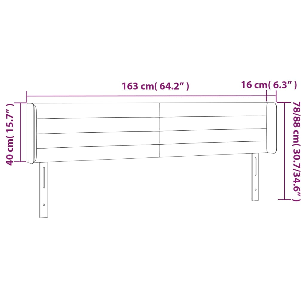 vidaXL Κεφαλάρι Κρεβατιού LED Κρεμ 163x16x78/88 εκ. Υφασμάτινο