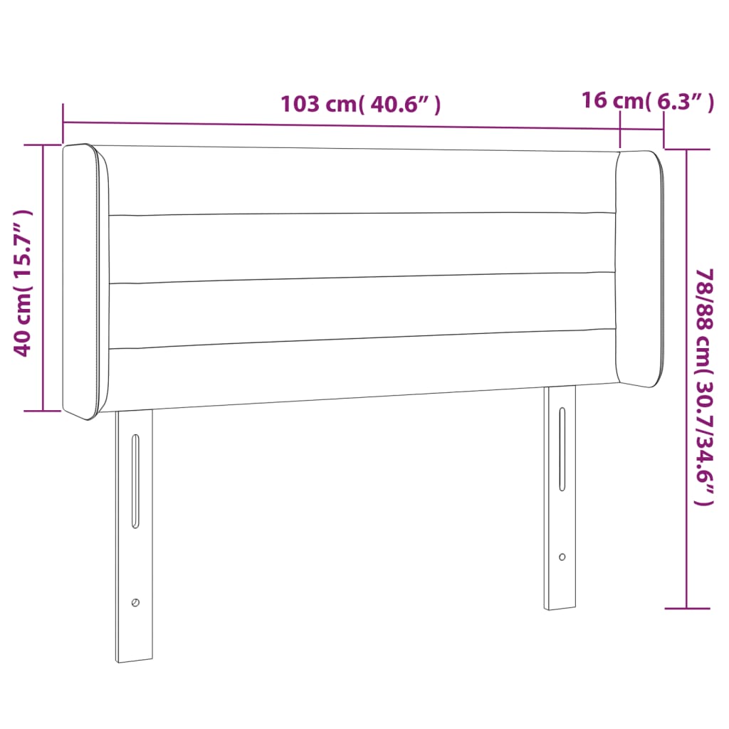 vidaXL Κεφαλάρι Κρεβατιού LED Ροζ 103x16x78/88 εκ. Βελούδινο