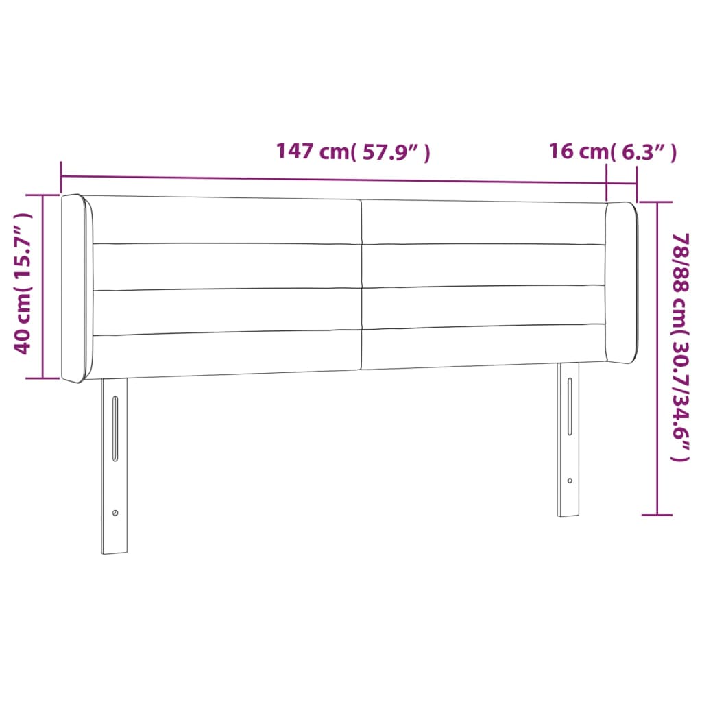 vidaXL Κεφαλάρι Κρεβατιού LED Ροζ 147x16x78/88 εκ. Βελούδινο