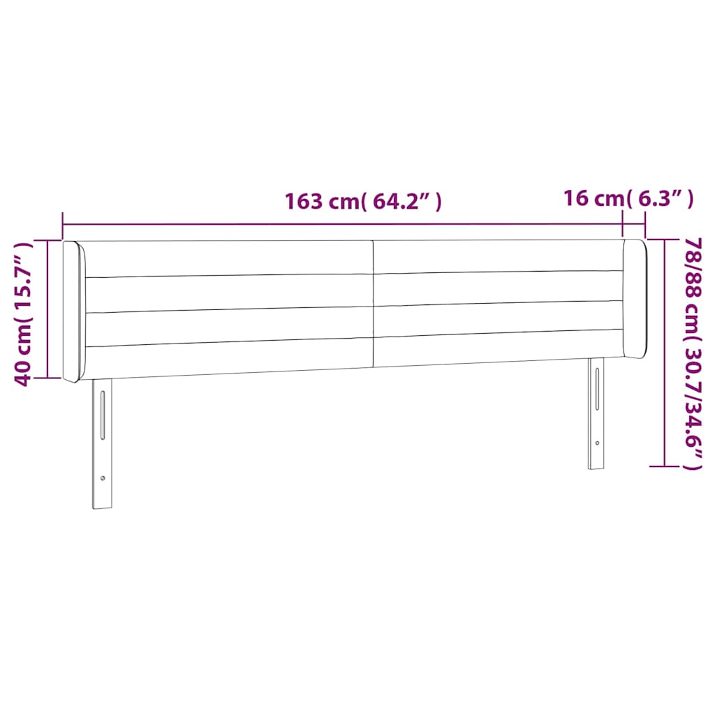 vidaXL Κεφαλάρι Κρεβατιού LED Ροζ 163x16x78/88 εκ. Βελούδινο