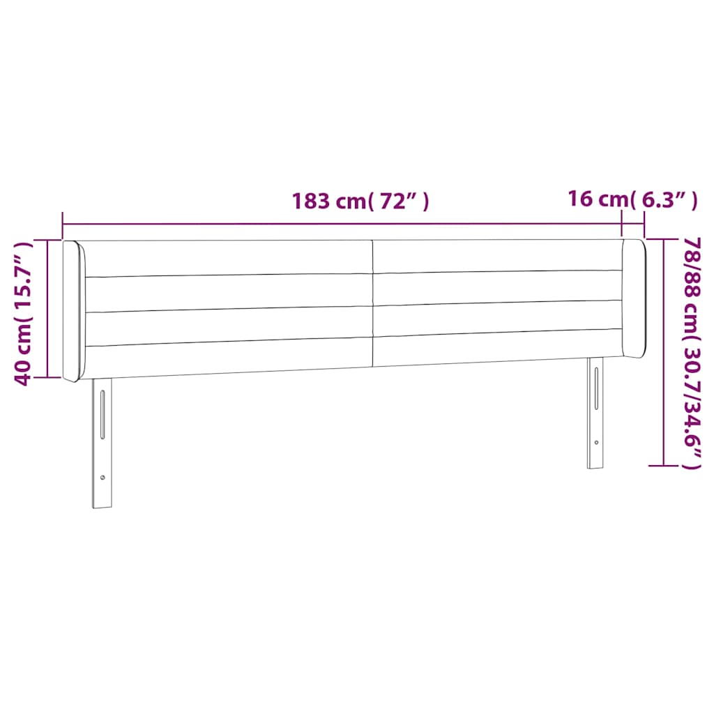 vidaXL Κεφαλάρι Κρεβατιού LED Σκούρο Μπλε 183x16x78/88 εκ. Βελούδινο