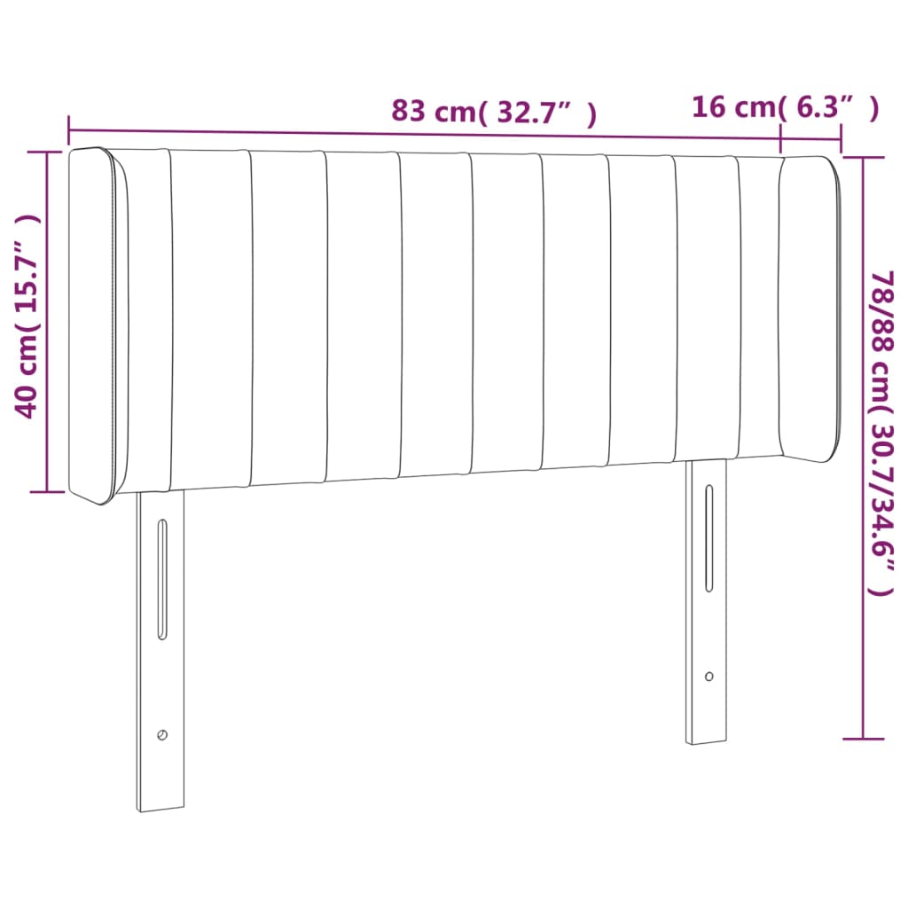 vidaXL Κεφαλάρι Κρεβατιού LED Μαύρο 83x16x78/88 εκ. Υφασμάτινο