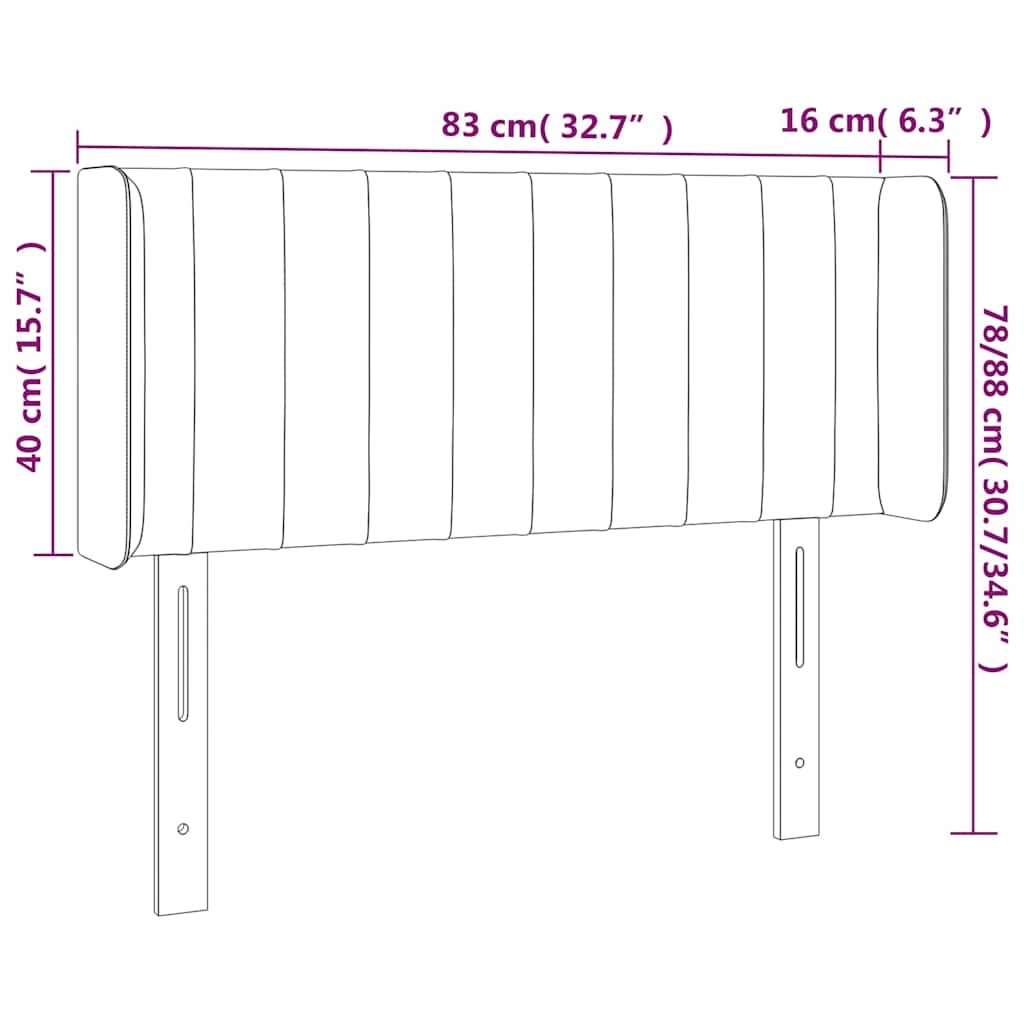 vidaXL Κεφαλάρι Κρεβατιού LED Taupe 83x16x78/88 εκ. Υφασμάτινο