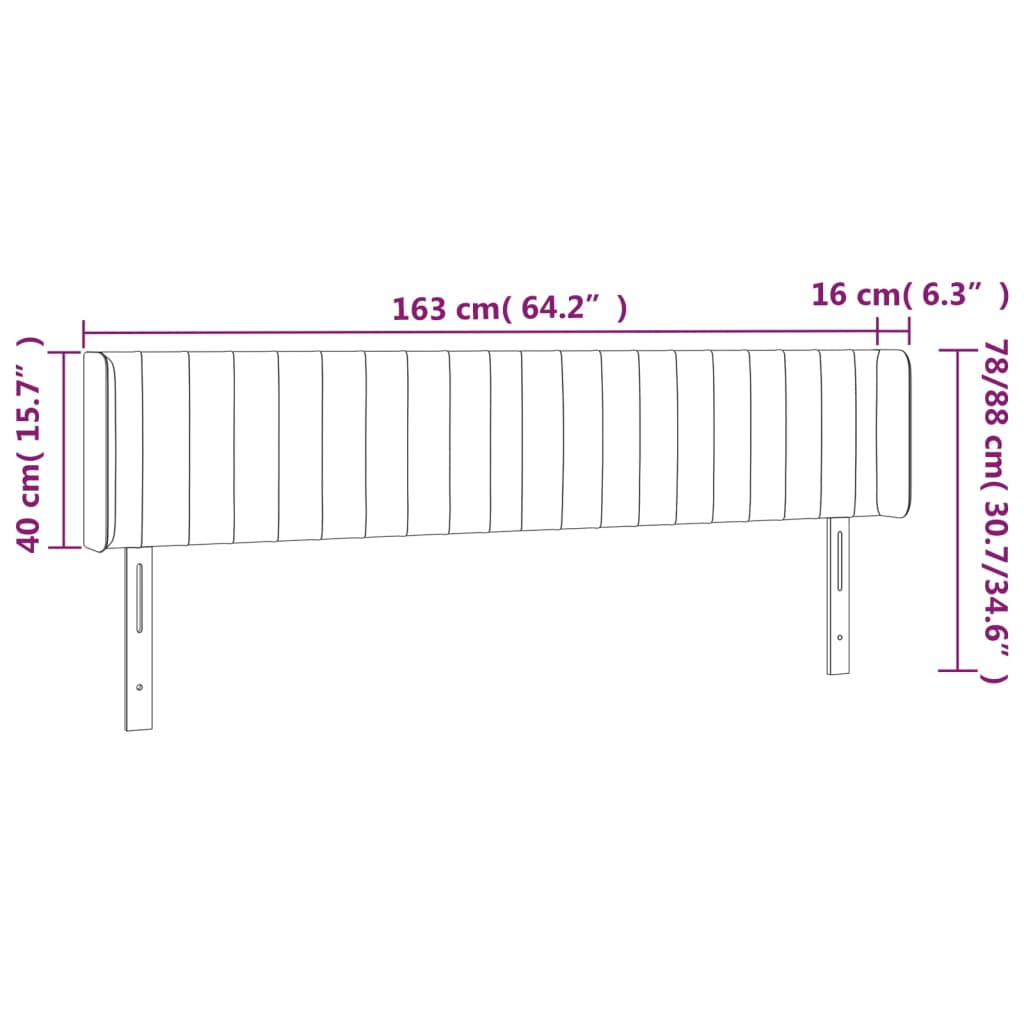 vidaXL Κεφαλάρι Κρεβατιού LED Ανοιχτό Γκρι 163x16x78/88 εκ. Υφασμάτινο