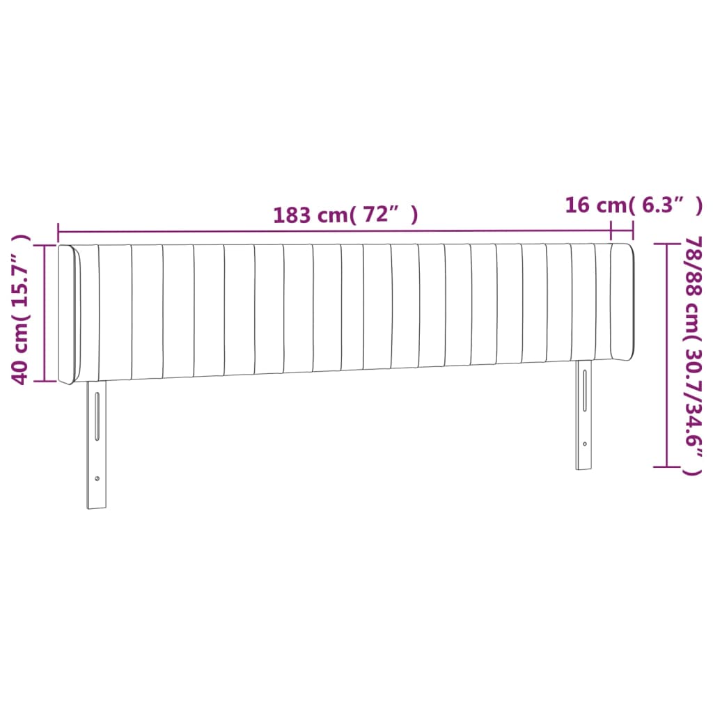 vidaXL Κεφαλάρι Κρεβατιού LED Taupe 183x16x78/88 εκ. Υφασμάτινο