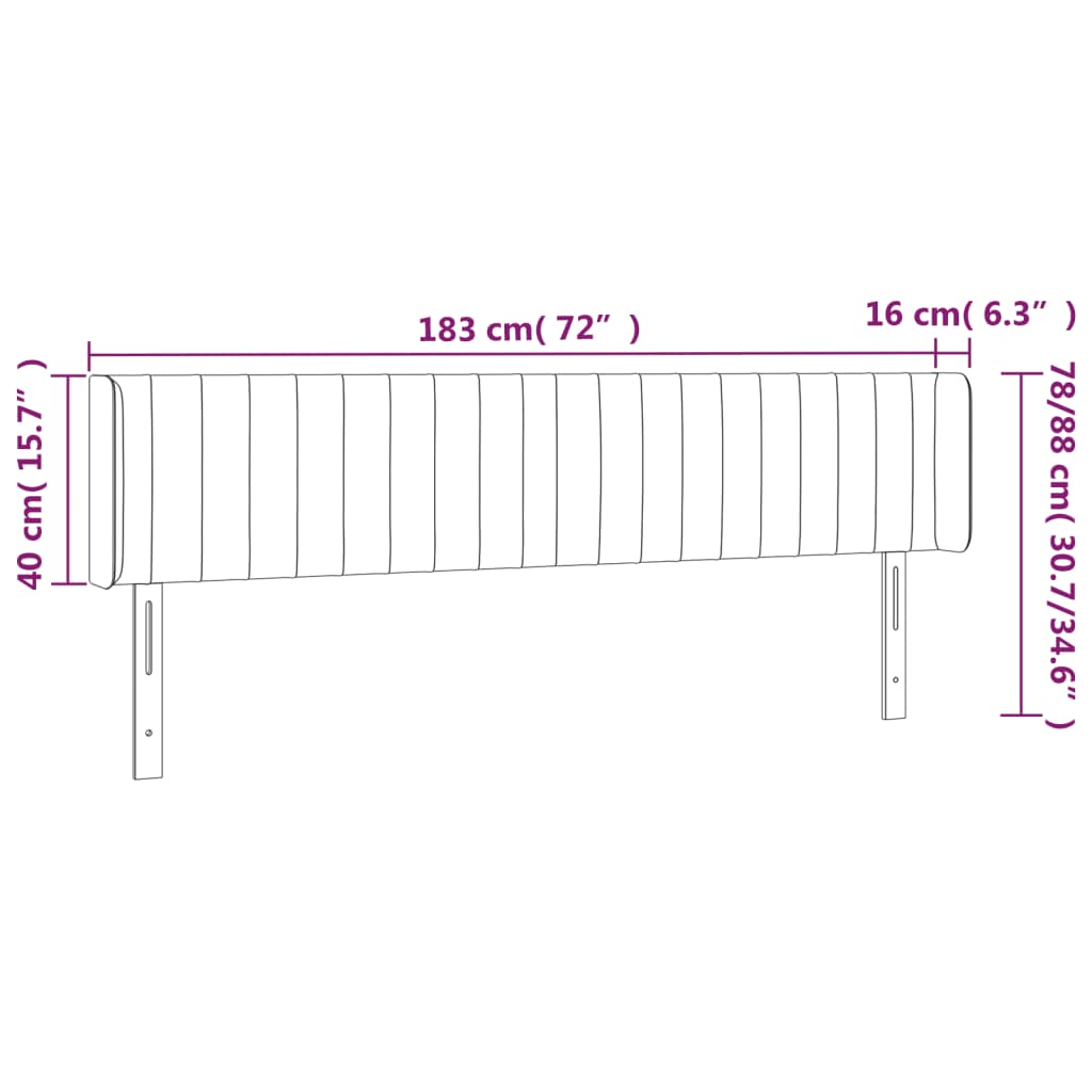 vidaXL Κεφαλάρι Κρεβατιού LED Ροζ 183x16x78/88 εκ. Βελούδινο