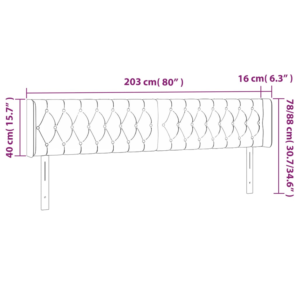 vidaXL Κεφαλάρι Κρεβατιού LED Taupe 203x16x78/88 εκ. Υφασμάτινο