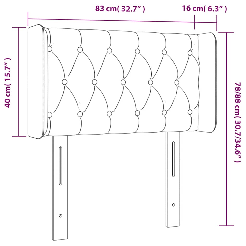 vidaXL Κεφαλάρι Κρεβατιού LED Σκούρο Πράσινο 83x16x78/88 εκ. Βελούδινο