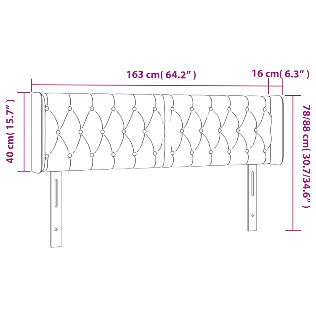 vidaXL Κεφαλάρι Κρεβατιού LED Ροζ 163x16x78/88 εκ. Βελούδινο