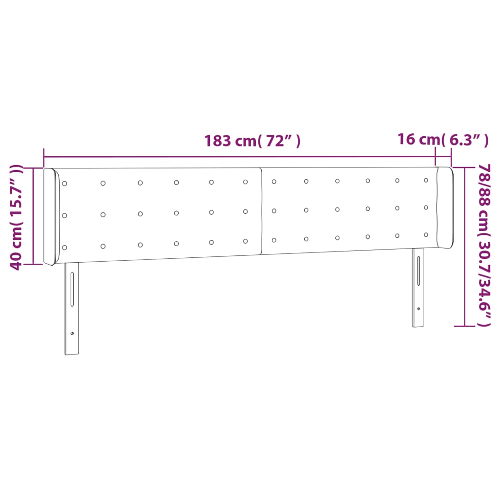 vidaXL Κεφαλάρι Κρεβατιού LED Μπλε 183x16x78/88 εκ. Υφασμάτινο