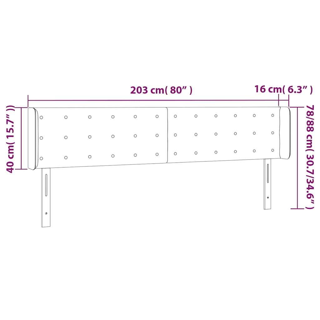 vidaXL Κεφαλάρι Κρεβατιού LED Σκούρο Καφέ 203x16x78/88 εκ. Υφασμάτινο