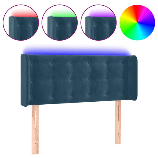 vidaXL Κεφαλάρι Κρεβατιού LED Σκούρο Μπλε 103x16x78/88 εκ. Βελούδινο