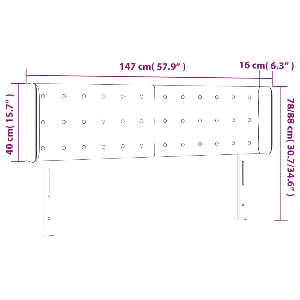 vidaXL Κεφαλάρι Κρεβατιού LED Ροζ 147x16x78/88 εκ. Βελούδινο