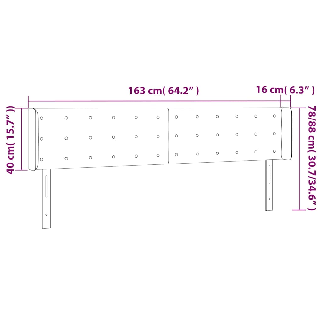 vidaXL Κεφαλάρι Κρεβατιού LED Ροζ 163x16x78/88 εκ. Βελούδινο