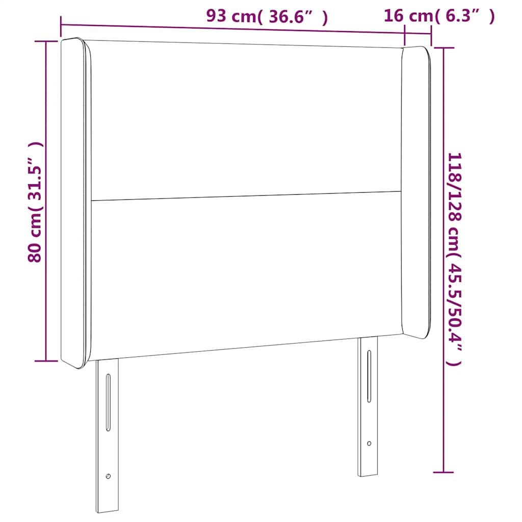 vidaXL Κεφαλάρι Κρεβατιού LED Σκούρο Πράσινο 93x16x118/128 εκ