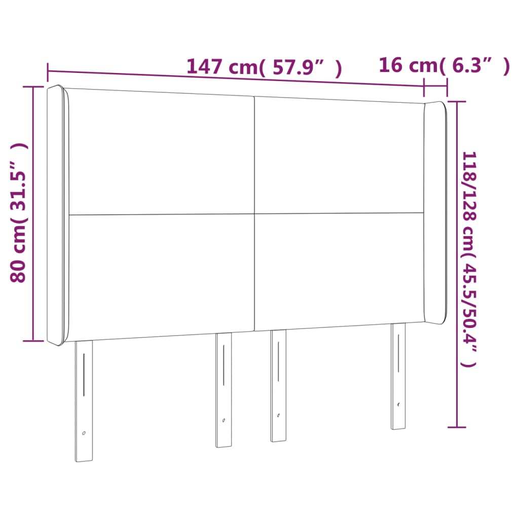 vidaXL Κεφαλάρι Κρεβατιού LED Ροζ 147x16x118/128 εκ. Βελούδινο