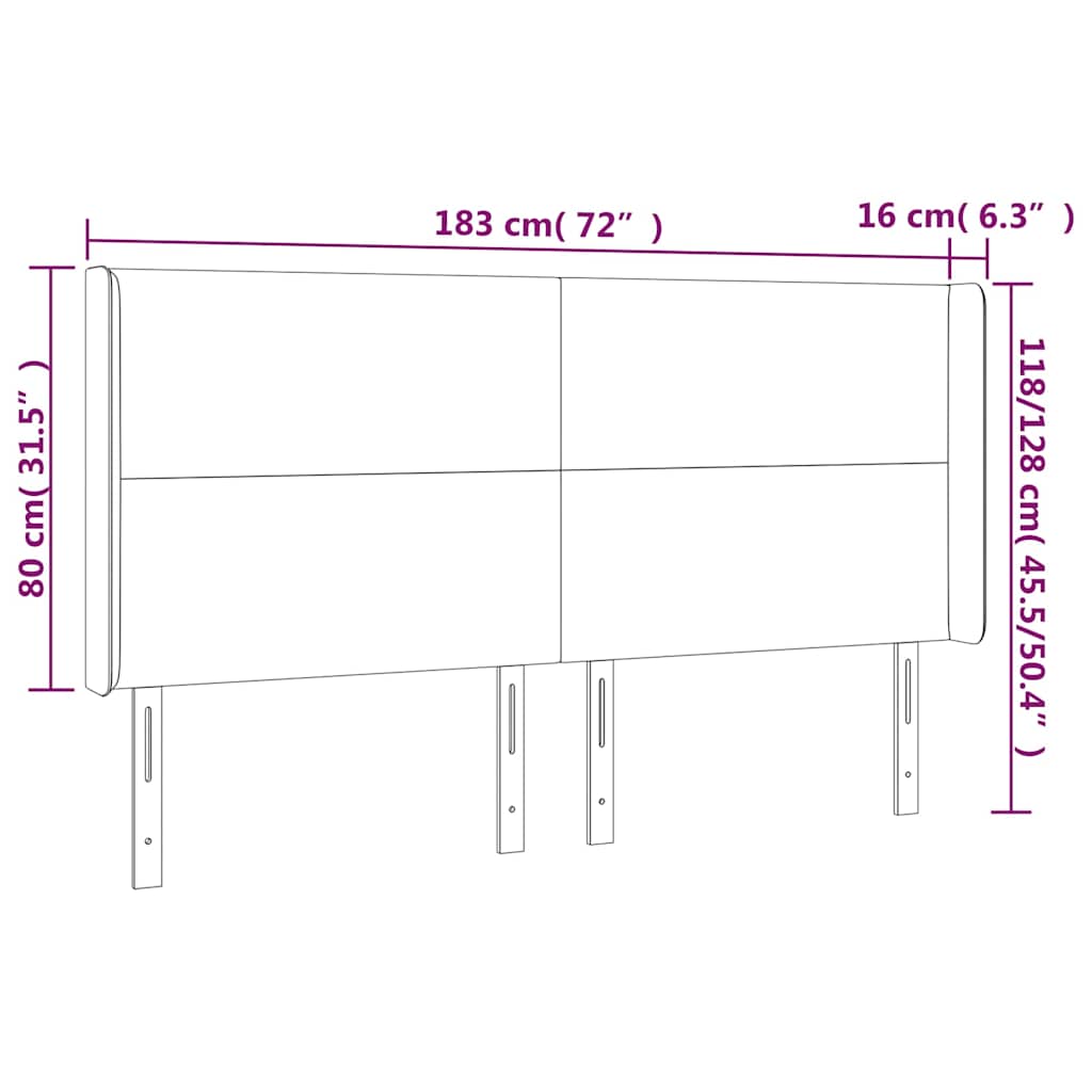 vidaXL Κεφαλάρι Κρεβατιού LED Καπουτσίνο 183x16x118/128 εκ