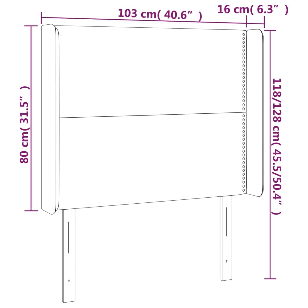 vidaXL Κεφαλάρι Κρεβατιού LED Κρεμ 103x16x118/128 εκ. Υφασμάτινο