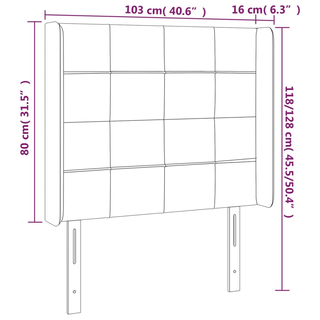 vidaXL Κεφαλάρι Κρεβατιού LED Σκούρο Καφέ 103x16x118/128εκ. Υφασμάτινο