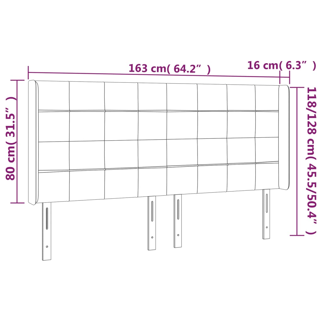 vidaXL Κεφαλάρι Κρεβατιού LED Taupe 163x16x118/128 εκ. Υφασμάτινο