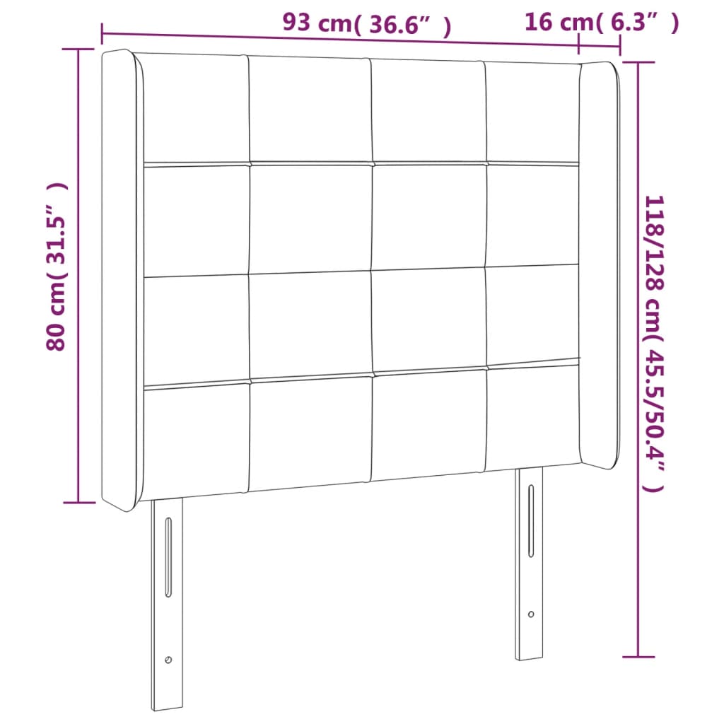 vidaXL Κεφαλάρι Κρεβατιού LED Ροζ 93x16x118/128 εκ. Βελούδινο