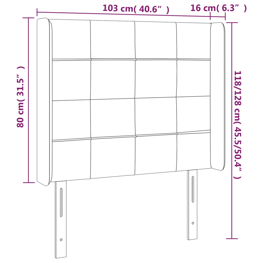 vidaXL Κεφαλάρι Κρεβατιού LED Μαύρο 103x16x118/128 εκ. Βελούδινο