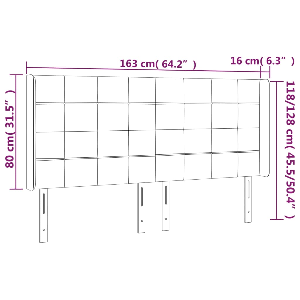 vidaXL Κεφαλάρι Κρεβατιού LED Ροζ 163x16x118/128 εκ. Βελούδινο