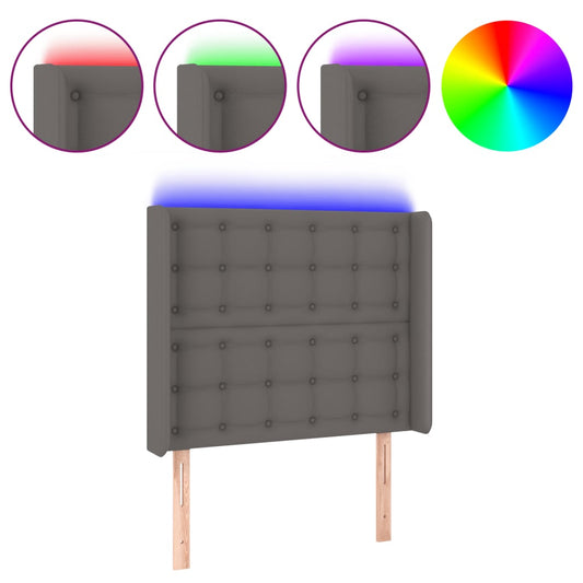vidaXL Κεφαλάρι Κρεβατιού LED Γκρι 103x16x118/128 εκ. Συνθετ. Δέρμα