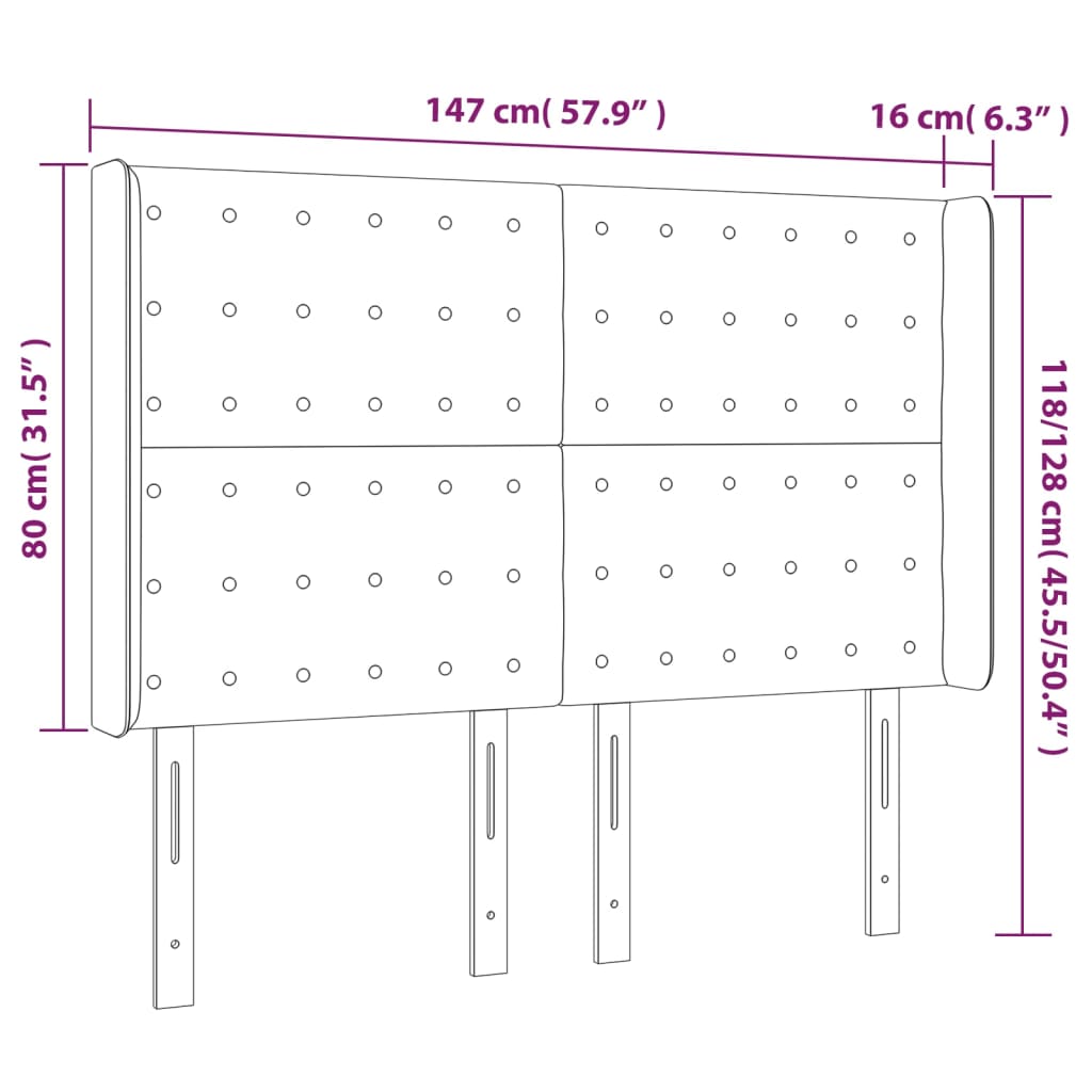 vidaXL Κεφαλάρι Κρεβατιού LED Καπουτσίνο 147x16x118/128 εκ