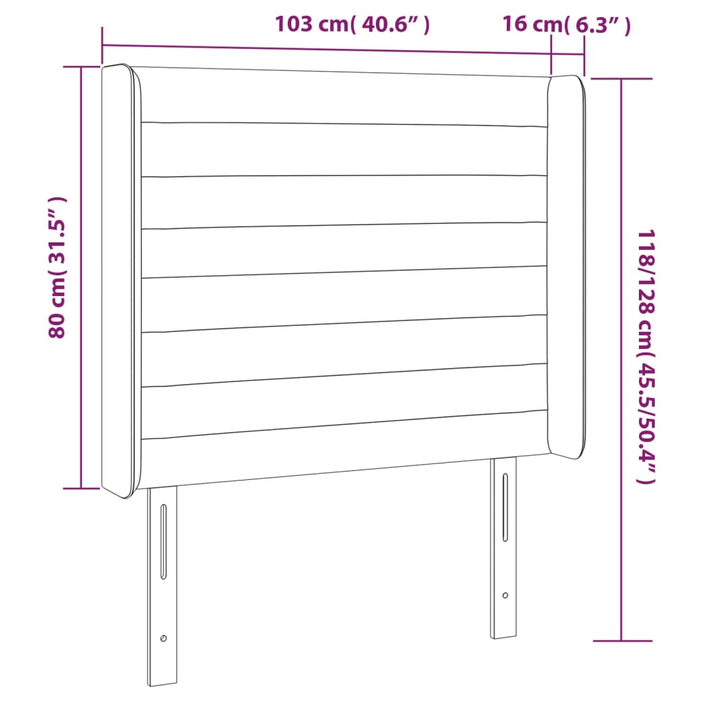 vidaXL Κεφαλάρι Κρεβατιού LED Taupe 103x16x118/128 εκ. Υφασμάτινο