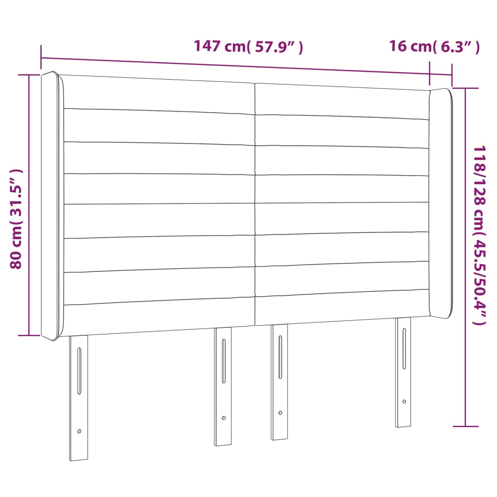vidaXL Κεφαλάρι Κρεβατιού LED Taupe 147x16x118/128 εκ. Υφασμάτινο