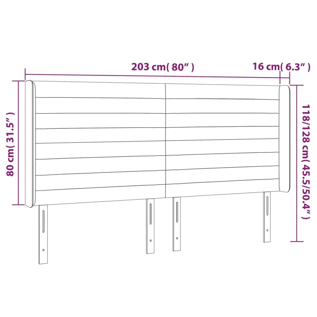 vidaXL Κεφαλάρι Κρεβατιού LED Taupe 203x16x118/128 εκ. Υφασμάτινο