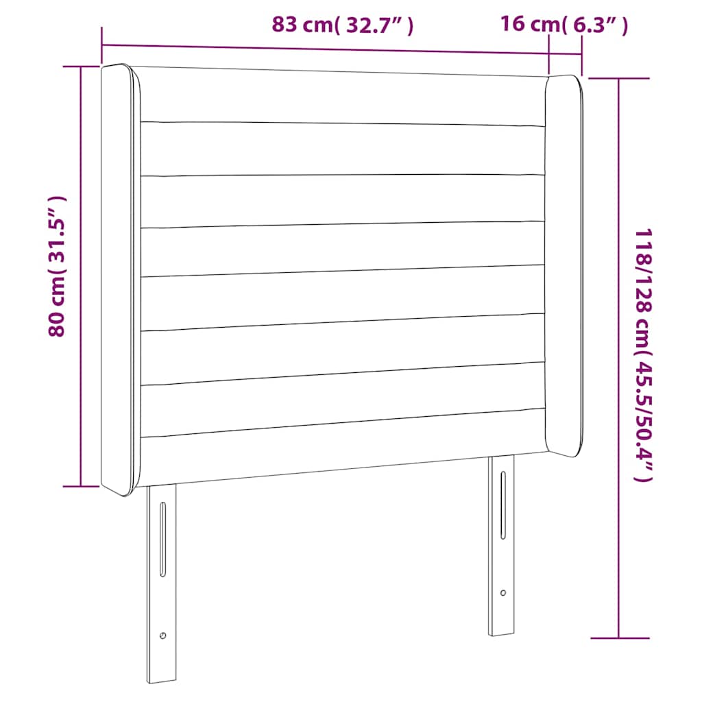 vidaXL Κεφαλάρι Κρεβατιού LED Σκούρο Πράσινο 83x16x118/128 εκ
