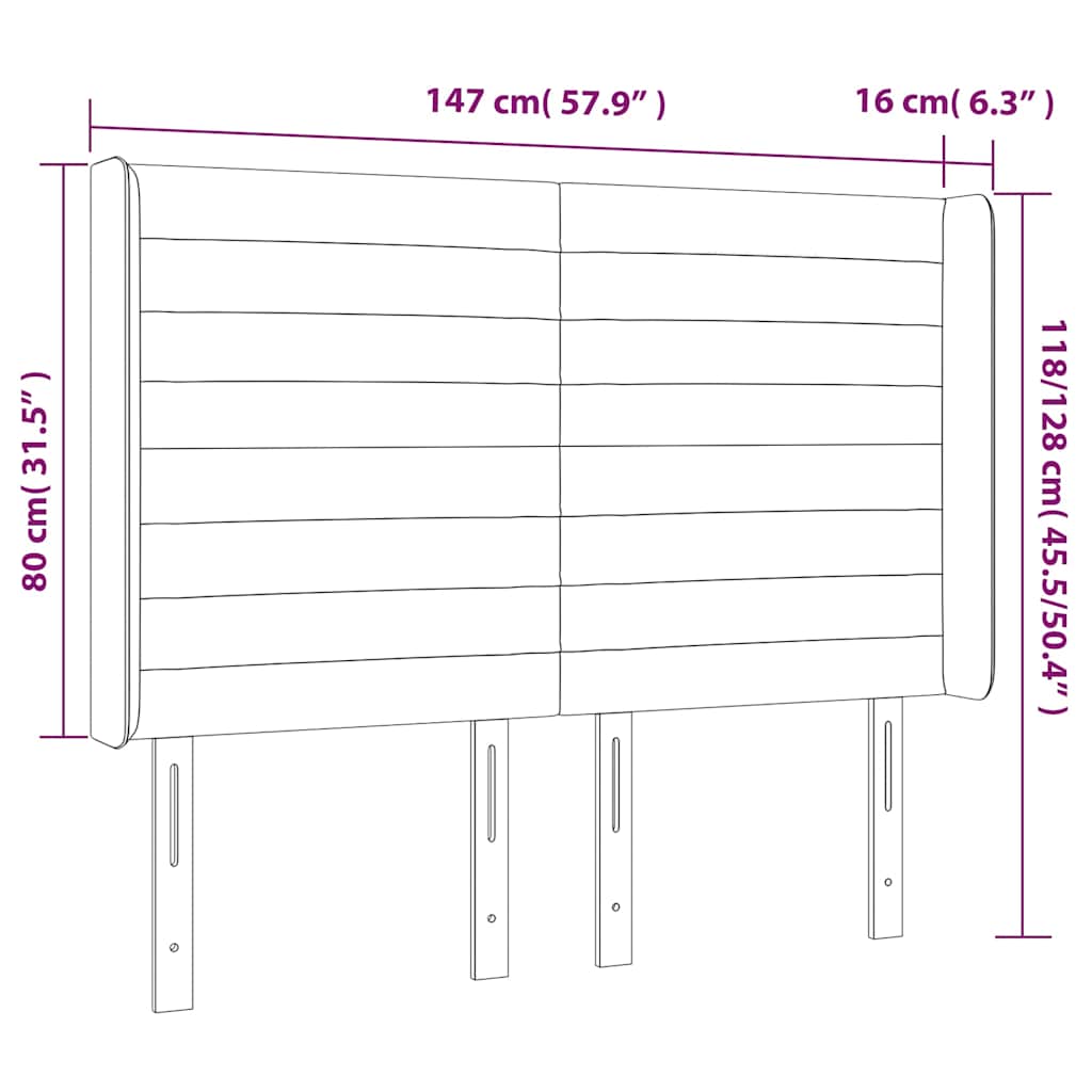 vidaXL Κεφαλάρι Κρεβατιού LED Σκούρο Μπλε 147x16x118/128 εκ. Βελούδινο