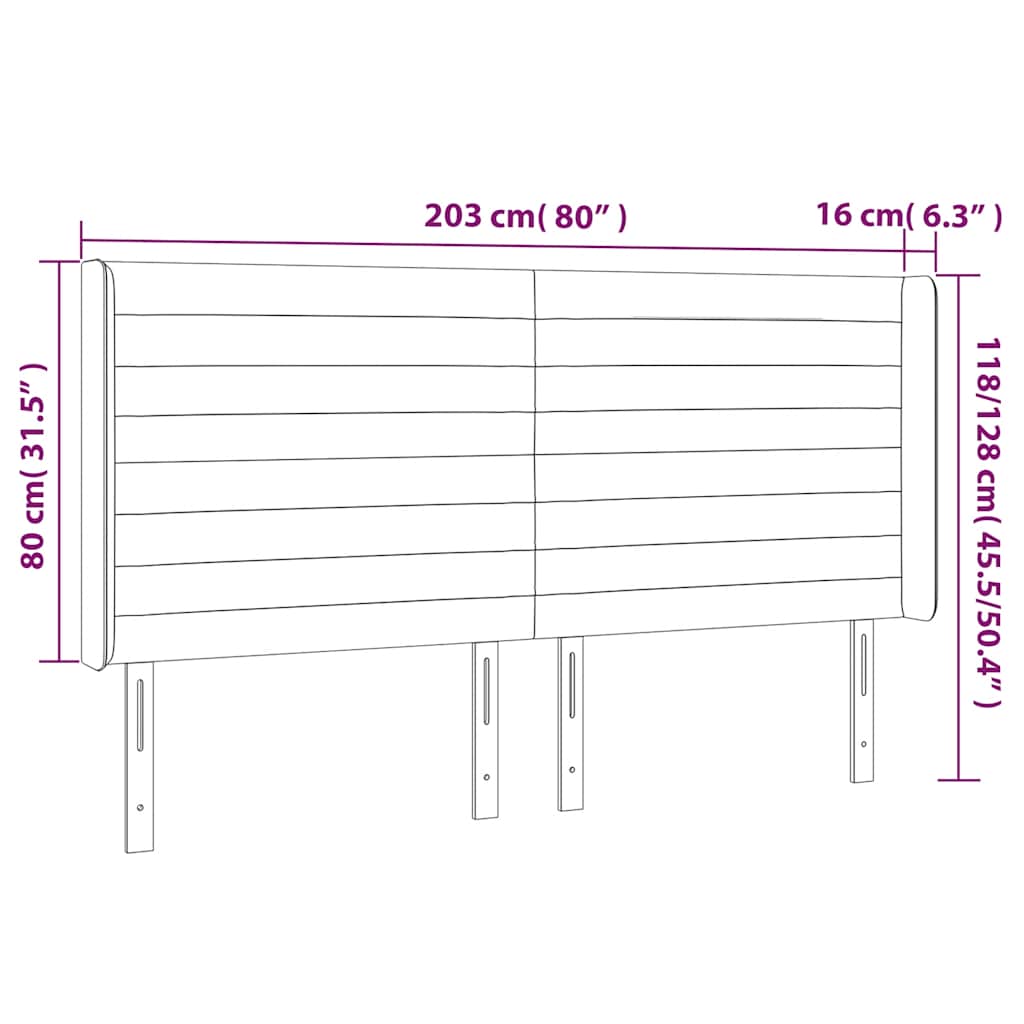 vidaXL Κεφαλάρι Κρεβατιού LED Σκούρο Πράσινο 203x16x118/128 εκ