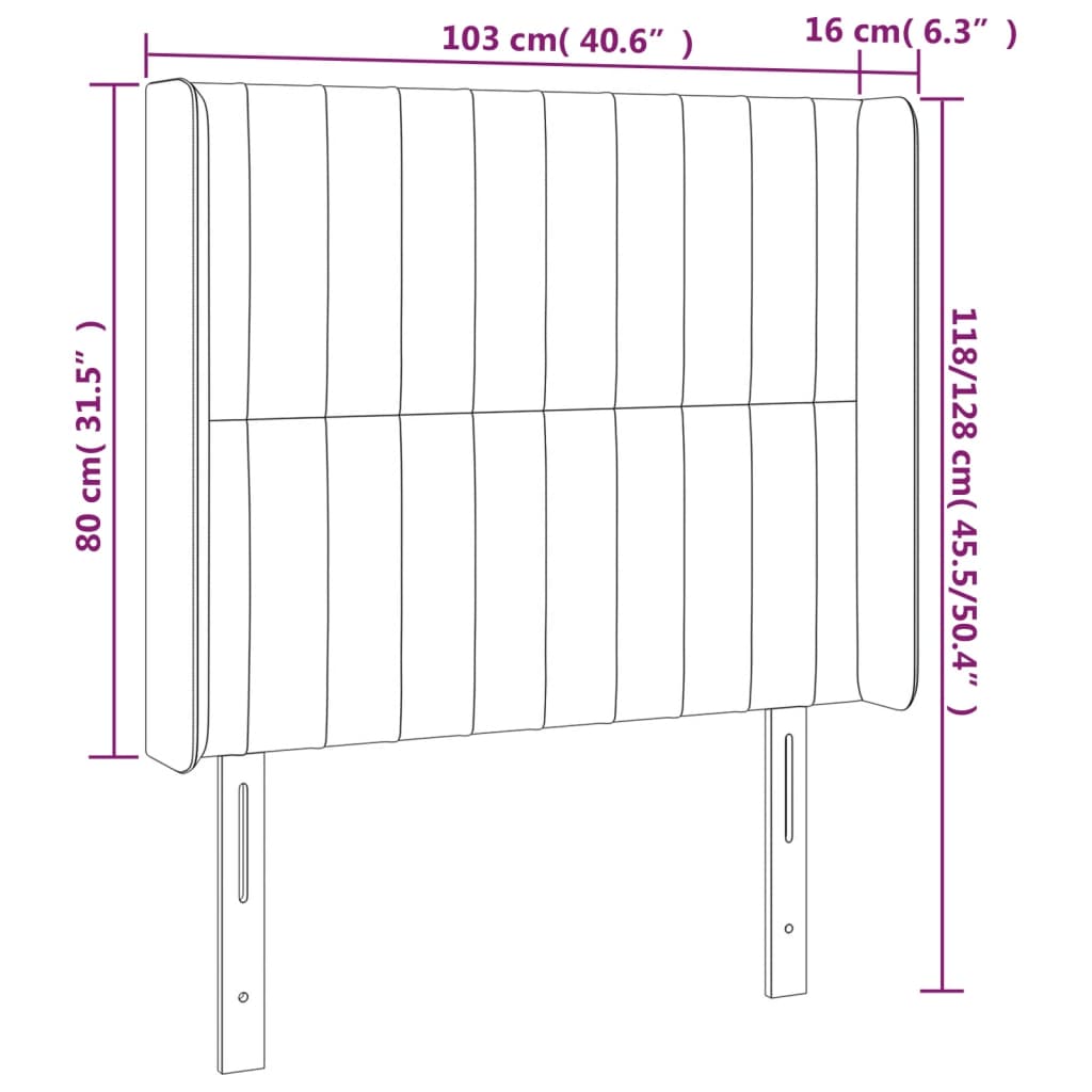 vidaXL Κεφαλάρι Κρεβατιού LED Σκούρο Καφέ 103x16x118/128εκ. Υφασμάτινο