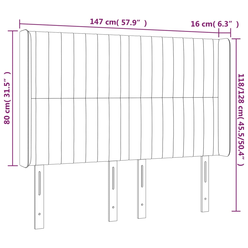 vidaXL Κεφαλάρι Κρεβατιού LED Ροζ 147x16x118/128 εκ. Βελούδινο