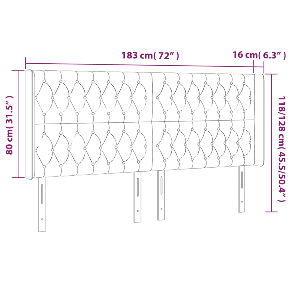 vidaXL Κεφαλάρι Κρεβατιού LED Taupe 183x16x118/128 εκ. Υφασμάτινο