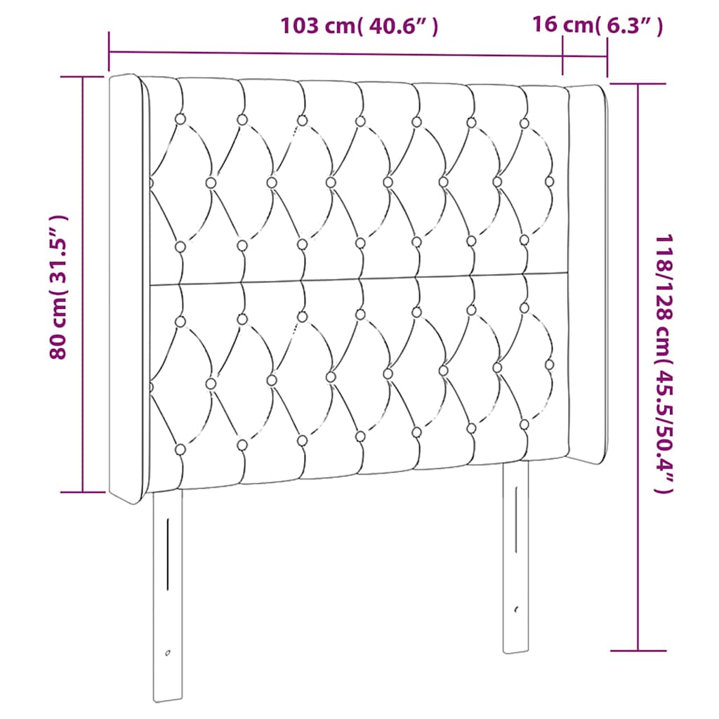 vidaXL Κεφαλάρι Κρεβατιού LED Σκούρο Πράσινο 103x16x118/128 εκ