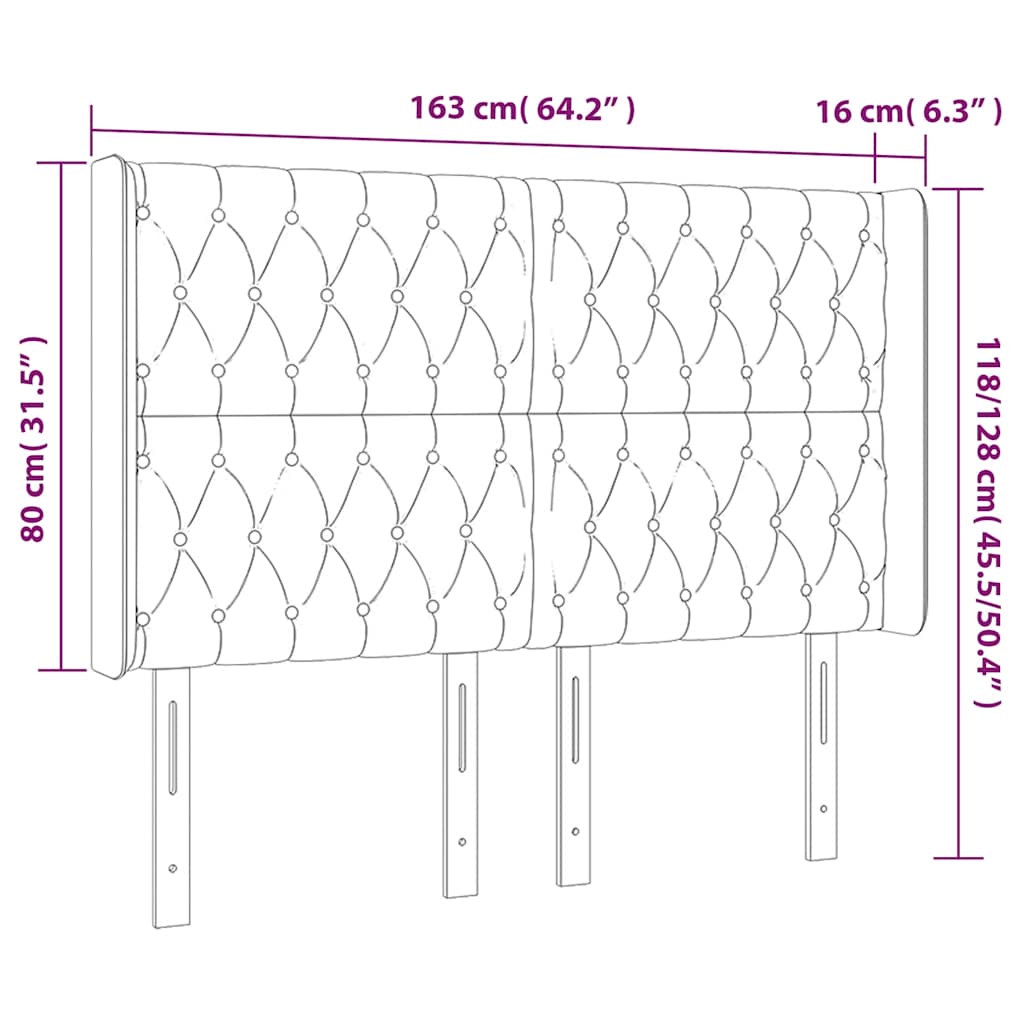 vidaXL Κεφαλάρι Κρεβατιού LED Σκούρο Πράσινο 163x16x118/128 εκ