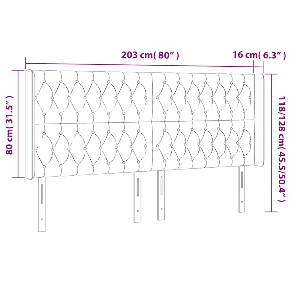 vidaXL Κεφαλάρι Κρεβατιού LED Σκούρο Πράσινο 203x16x118/128 εκ