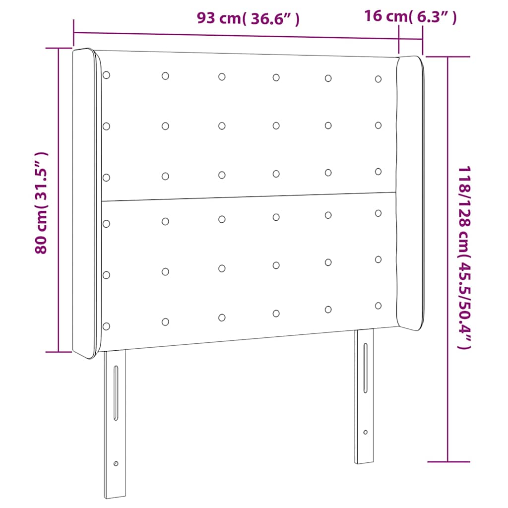 vidaXL Κεφαλάρι Κρεβατιού LED Σκούρο Μπλε 93x16x118/128εκ. Βελούδινο