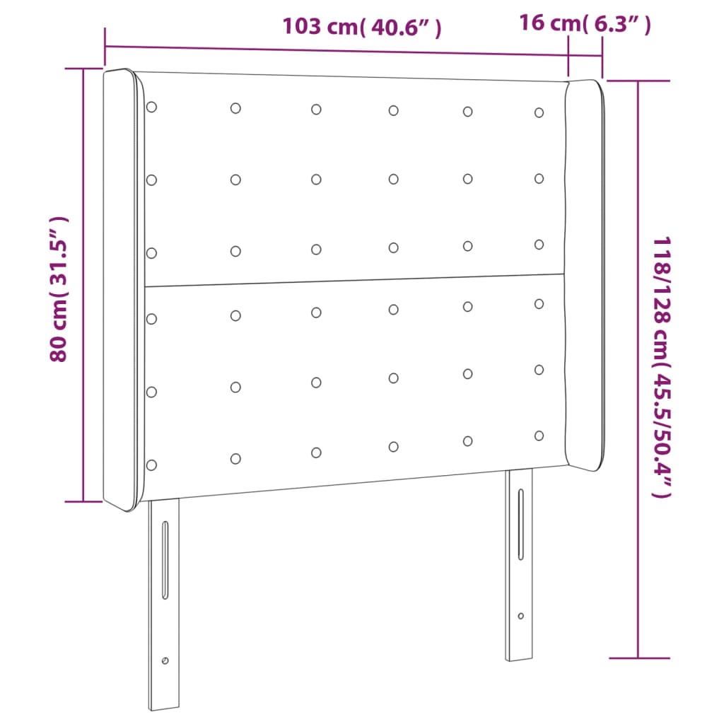 vidaXL Κεφαλάρι Κρεβατιού LED Ροζ 103x16x118/128 εκ.Βελούδινο