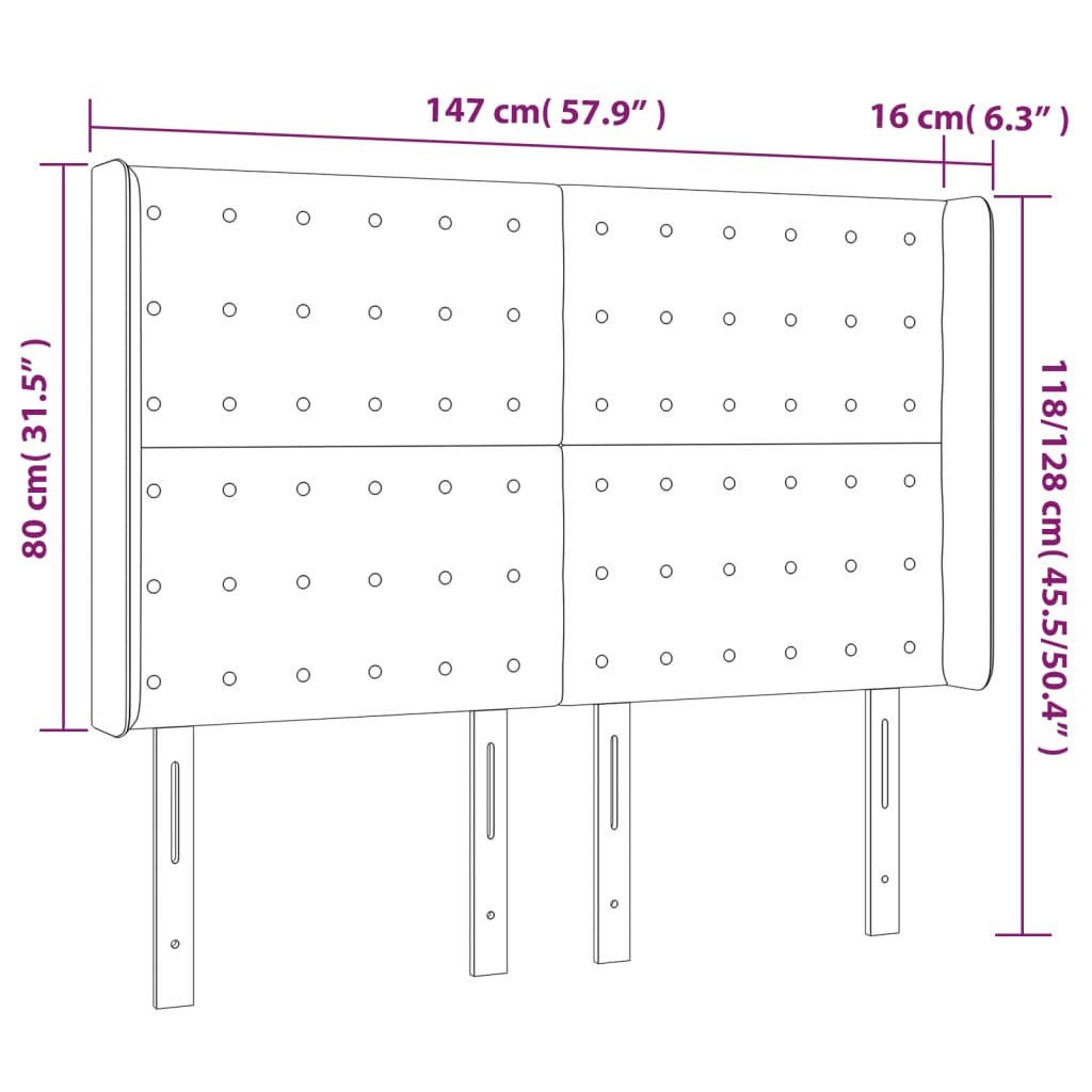 vidaXL Κεφαλάρι Κρεβατιού LED Ροζ 147x16x118/128 εκ. Βελούδινο