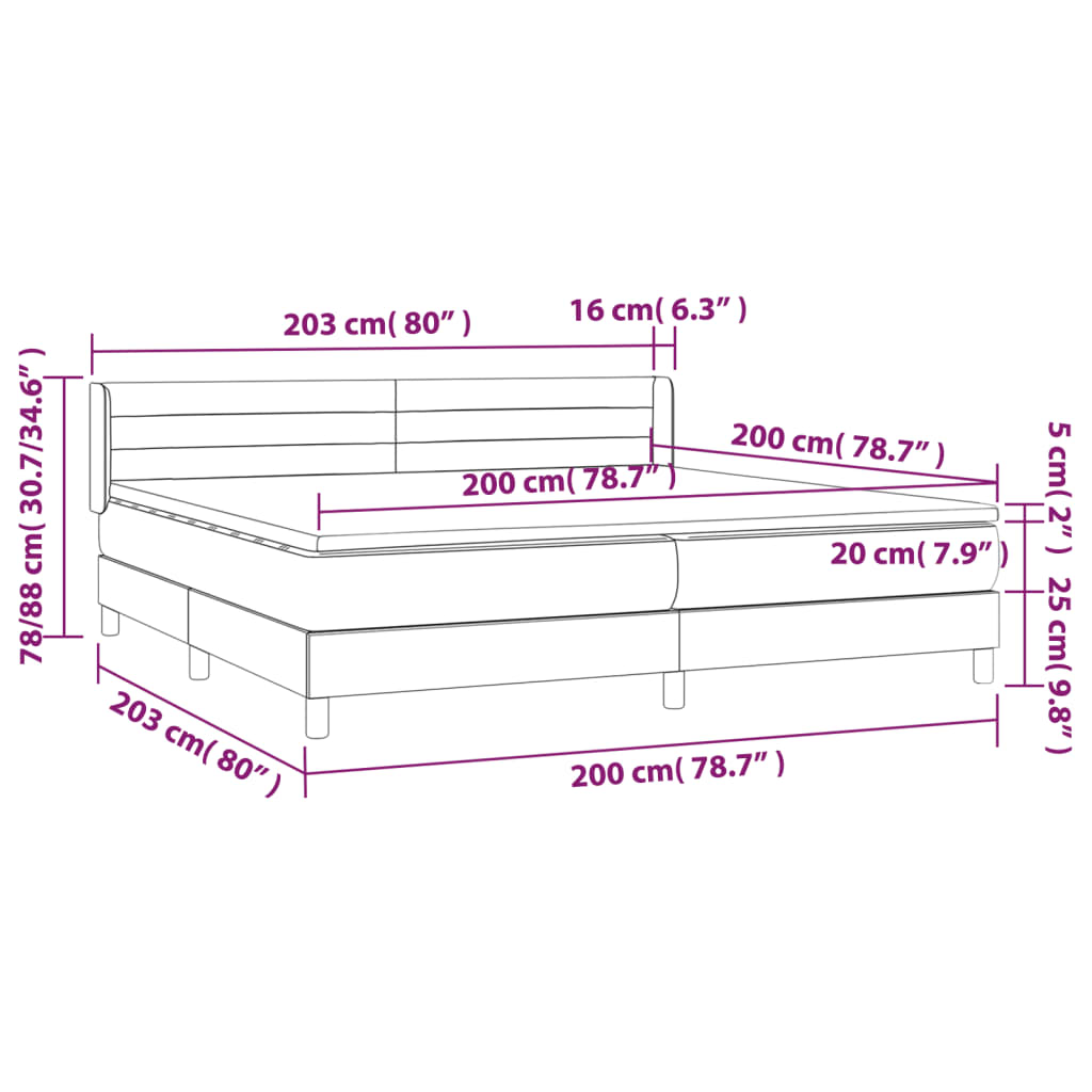 vidaXL Κρεβάτι Boxspring με Στρώμα Taupe 200x200 εκ. Υφασμάτινο