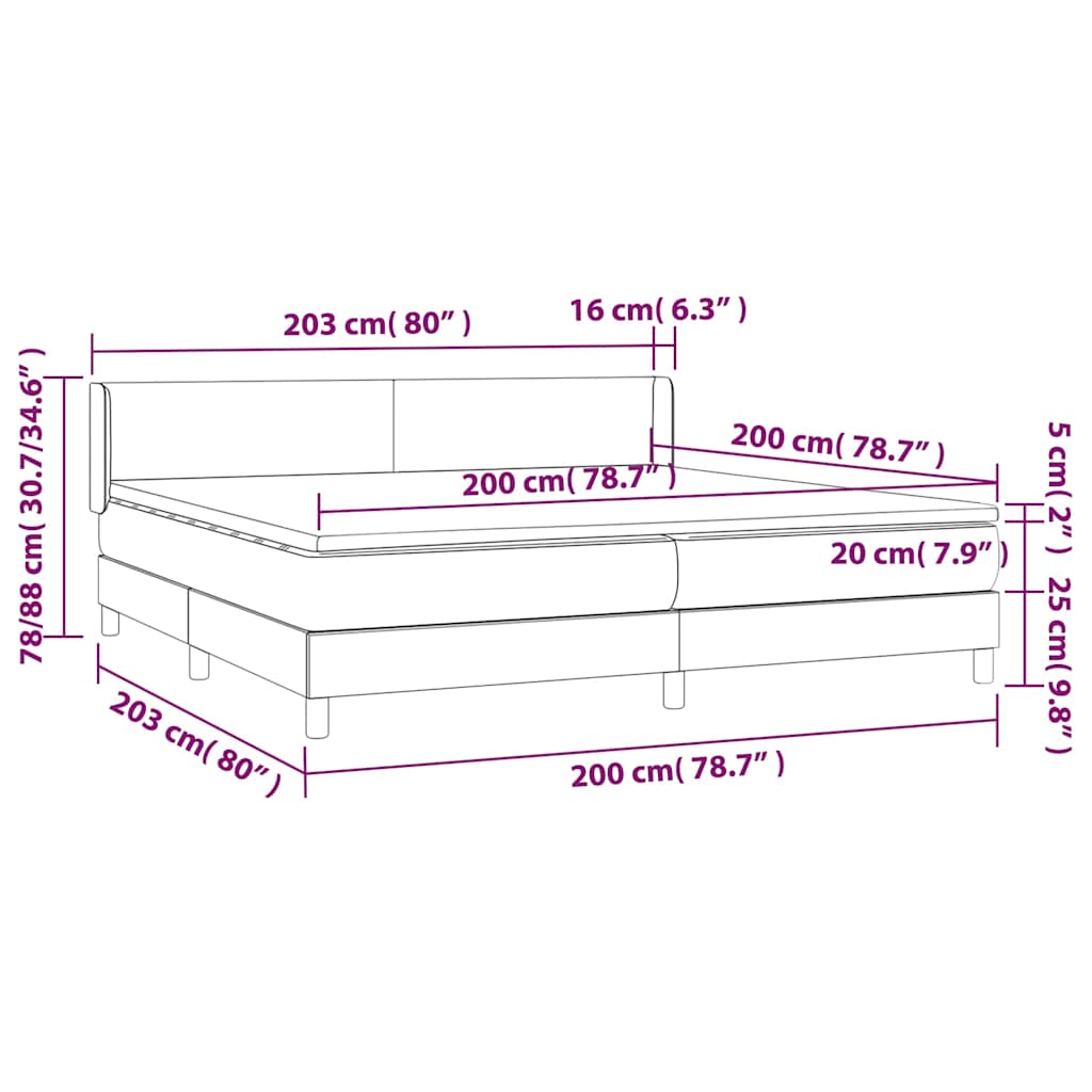 vidaXL Κρεβάτι Boxspring με Στρώμα Σκούρο Μπλε 200x200 εκ. Βελούδινο