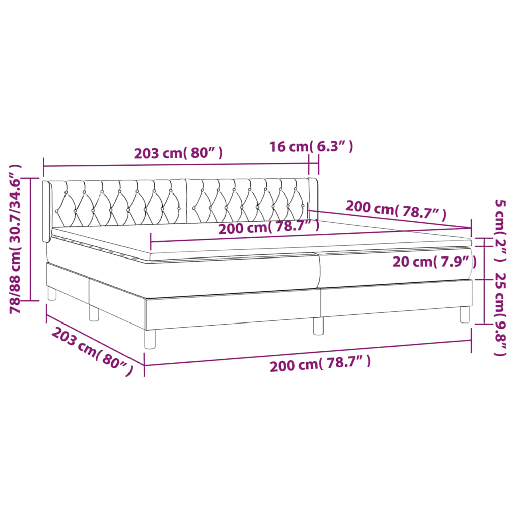 vidaXL Κρεβάτι Boxspring με Στρώμα Ανοιχτό Γκρι 200x200 εκ. Βελούδινο