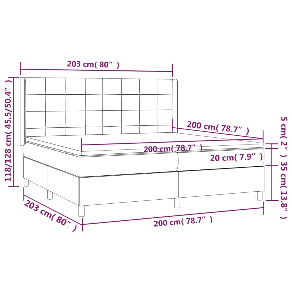 vidaXL Κρεβάτι Boxspring με Στρώμα Κρεμ 200x200 εκ. Υφασμάτινο