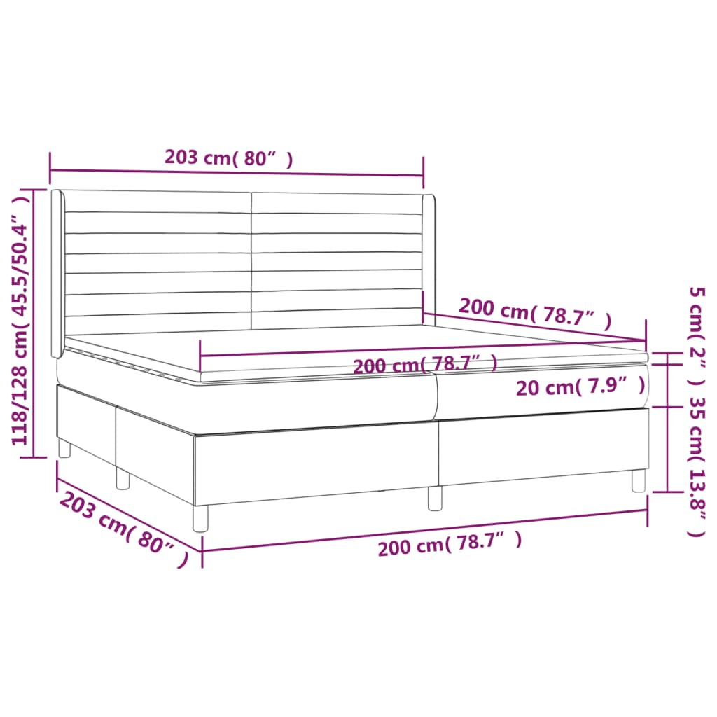vidaXL Κρεβάτι Boxspring με Στρώμα Taupe 200x200 εκ. Υφασμάτινο
